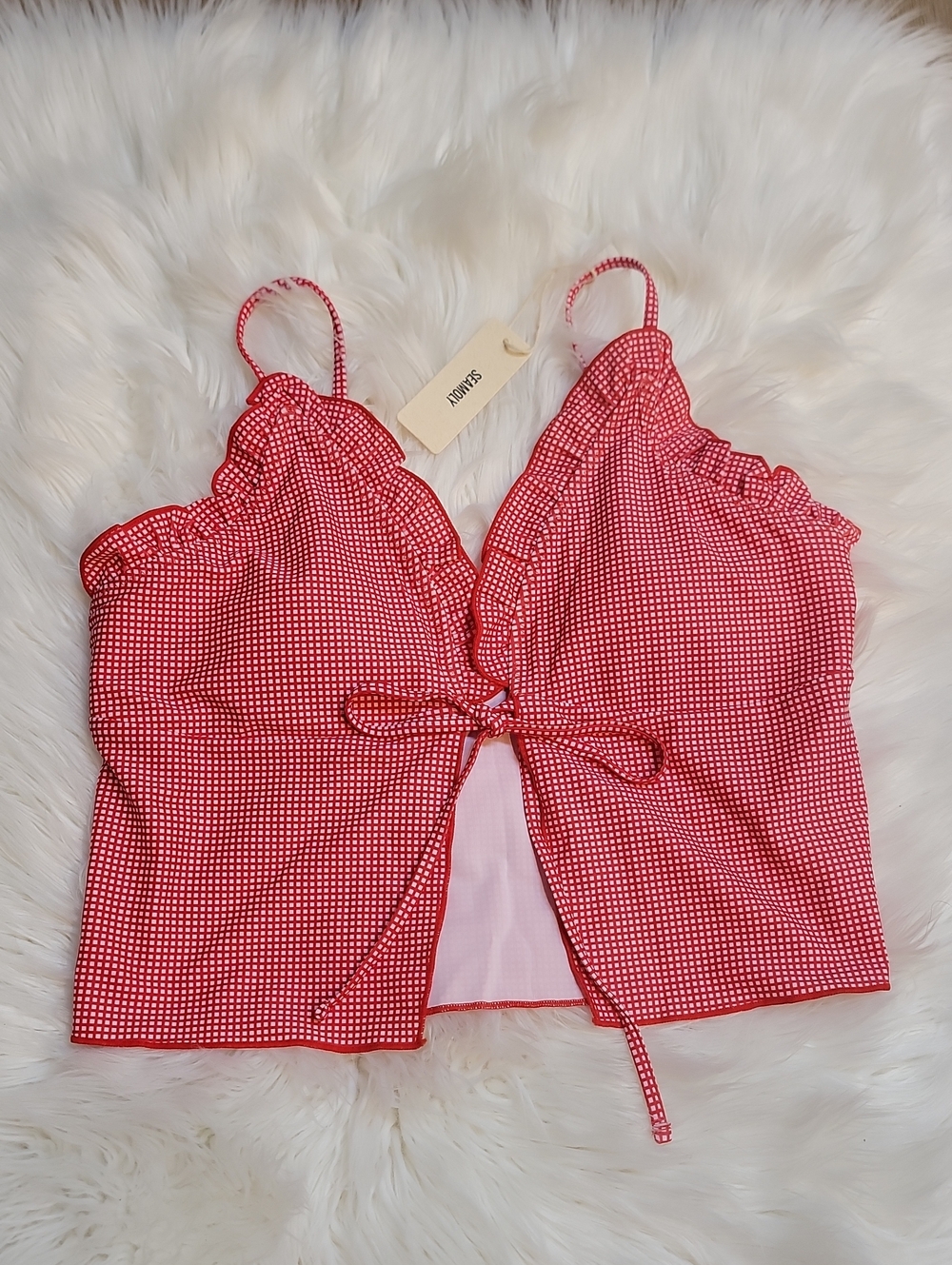 Red Gingham Two-Piece Swim Set - Picture 3 of 10